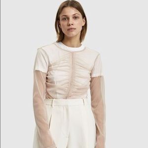 Freya Long Sleeve Mesh Tee in Buff